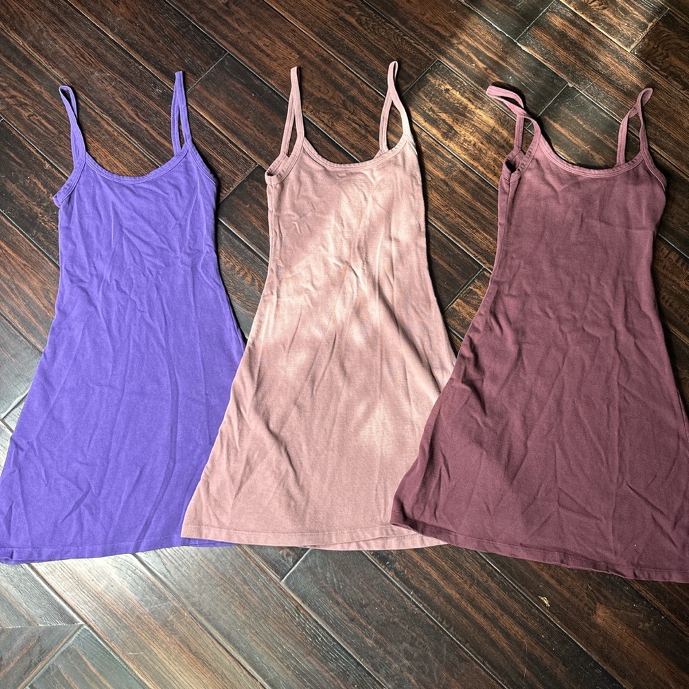 Spaghetti strap cotton mini dress set of 3 Los Angeles Apparel basic California
